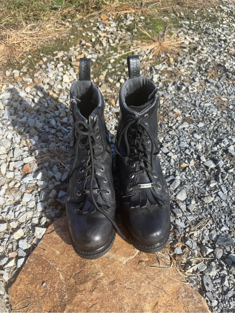 Black Women's Lace-Up Ankle Boots - Harley Davidson Authentic Size 8